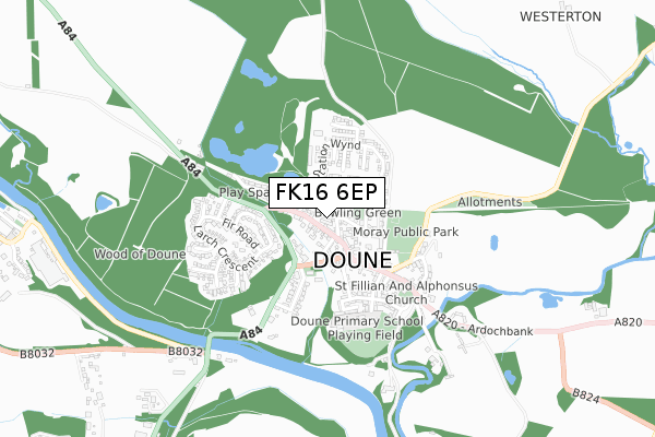 FK16 6EP map - small scale - OS Open Zoomstack (Ordnance Survey) FK16 6EP map - small scale - OS Open Zoomstack (Ordnance Survey)