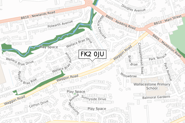 FK2 0JU map - large scale - OS Open Zoomstack (Ordnance Survey)