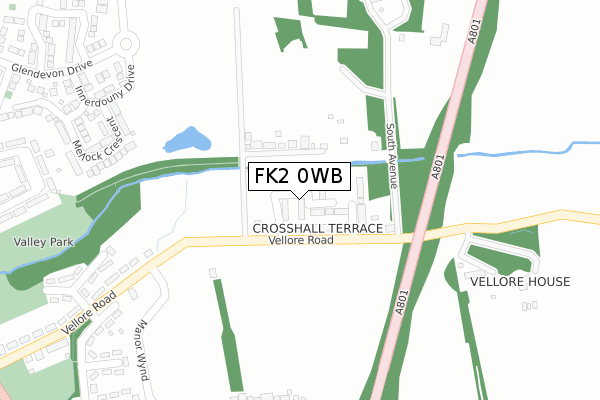 FK2 0WB map - large scale - OS Open Zoomstack (Ordnance Survey)
