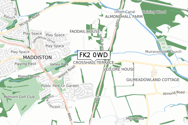 FK2 0WD map - small scale - OS Open Zoomstack (Ordnance Survey)