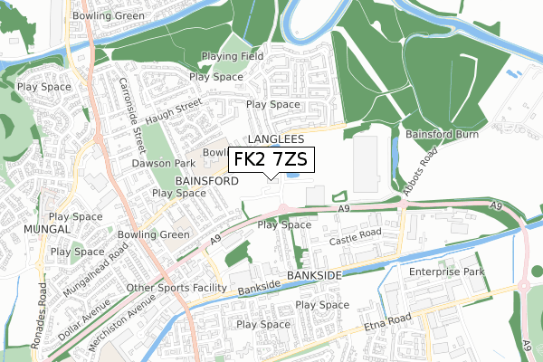 FK2 7ZS map - small scale - OS Open Zoomstack (Ordnance Survey)
