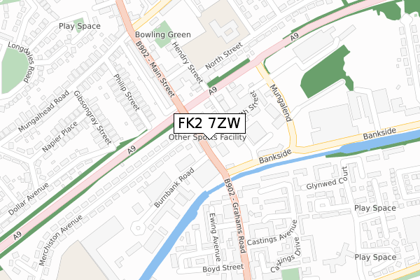 FK2 7ZW map - large scale - OS Open Zoomstack (Ordnance Survey)