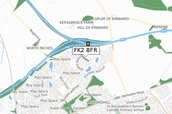 FK2 8FR map - small scale - OS Open Zoomstack (Ordnance Survey) FK2 8FR map - small scale - OS Open Zoomstack (Ordnance Survey)