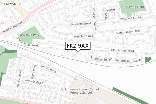 FK2 9AX map - large scale - OS Open Zoomstack (Ordnance Survey)