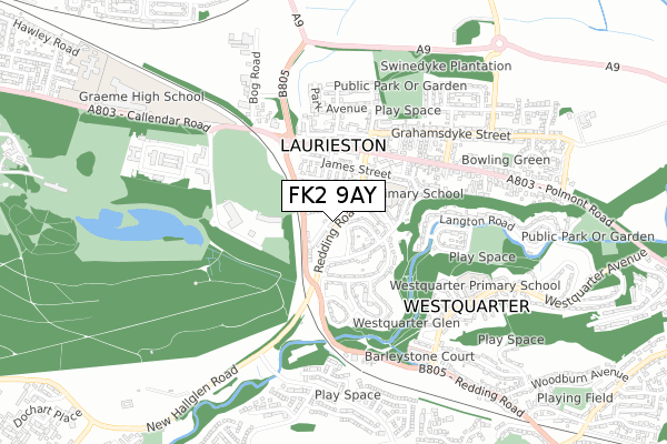FK2 9AY map - small scale - OS Open Zoomstack (Ordnance Survey)