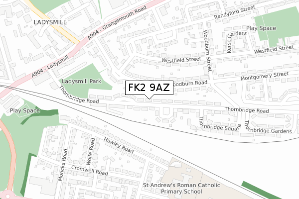 FK2 9AZ map - large scale - OS Open Zoomstack (Ordnance Survey)