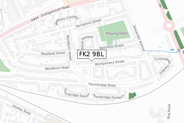 FK2 9BL map - large scale - OS Open Zoomstack (Ordnance Survey)