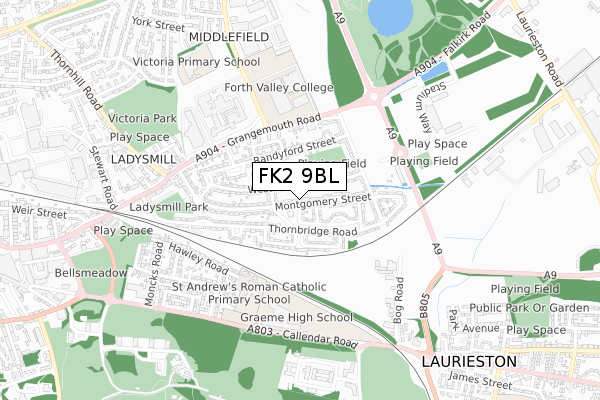 FK2 9BL map - small scale - OS Open Zoomstack (Ordnance Survey)