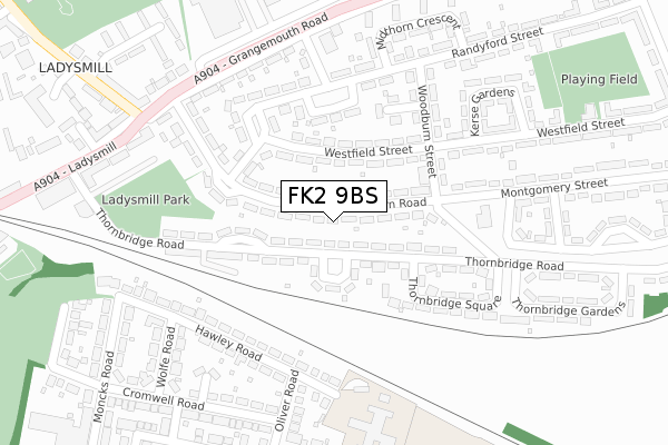 FK2 9BS map - large scale - OS Open Zoomstack (Ordnance Survey)