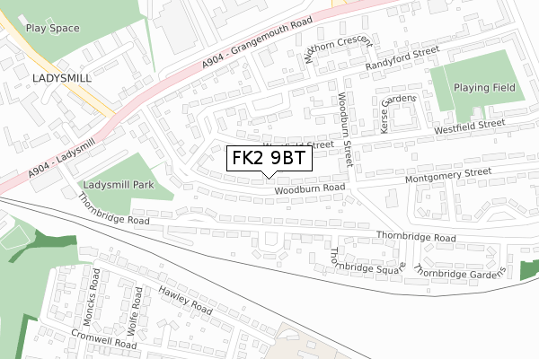 FK2 9BT map - large scale - OS Open Zoomstack (Ordnance Survey)