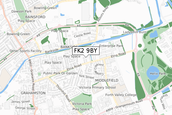 FK2 9BY map - small scale - OS Open Zoomstack (Ordnance Survey)
