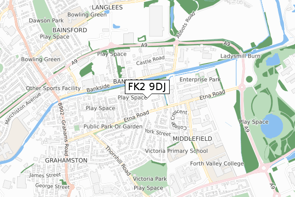 FK2 9DJ map - small scale - OS Open Zoomstack (Ordnance Survey)