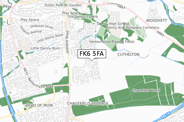 FK6 5FA map - small scale - OS Open Zoomstack (Ordnance Survey)