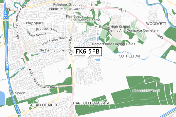 FK6 5FB map - small scale - OS Open Zoomstack (Ordnance Survey)