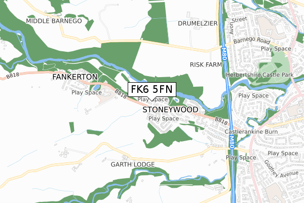 FK6 5FN map - small scale - OS Open Zoomstack (Ordnance Survey) FK6 5FN map - small scale - OS Open Zoomstack (Ordnance Survey)