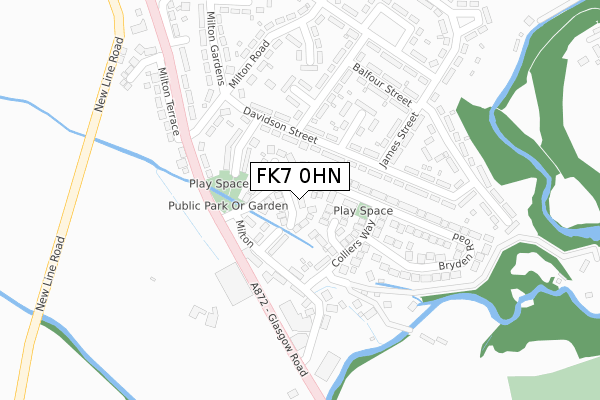 FK7 0HN map - large scale - OS Open Zoomstack (Ordnance Survey)