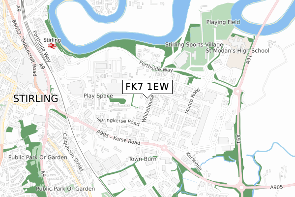 FK7 1EW map - small scale - OS Open Zoomstack (Ordnance Survey)