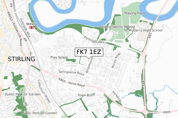 FK7 1EZ map - small scale - OS Open Zoomstack (Ordnance Survey)
