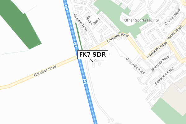 FK7 9DR map - large scale - OS Open Zoomstack (Ordnance Survey)