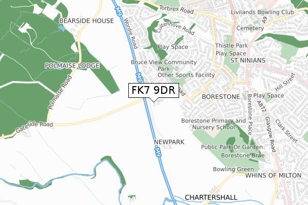 FK7 9DR map - small scale - OS Open Zoomstack (Ordnance Survey)