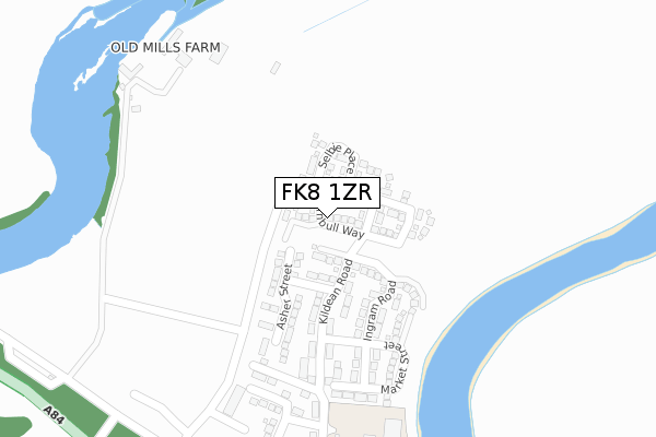 FK8 1ZR map - large scale - OS Open Zoomstack (Ordnance Survey)