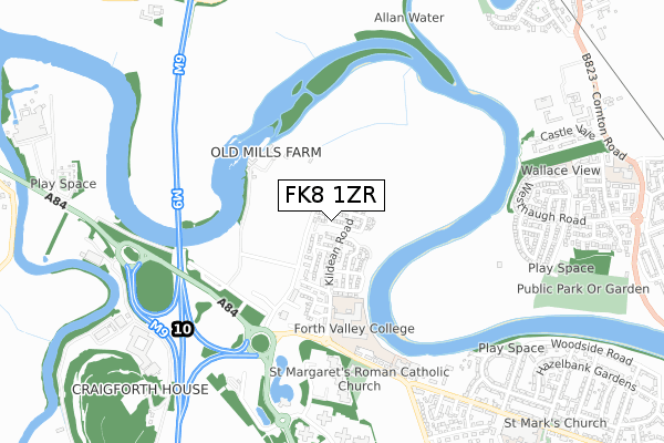 FK8 1ZR map - small scale - OS Open Zoomstack (Ordnance Survey)