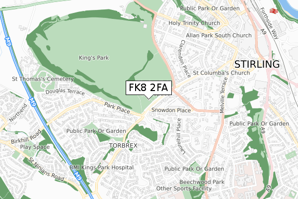 FK8 2FA map - small scale - OS Open Zoomstack (Ordnance Survey)