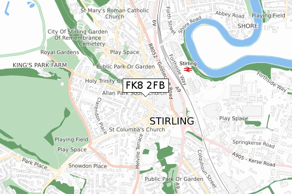 FK8 2FB map - small scale - OS Open Zoomstack (Ordnance Survey)