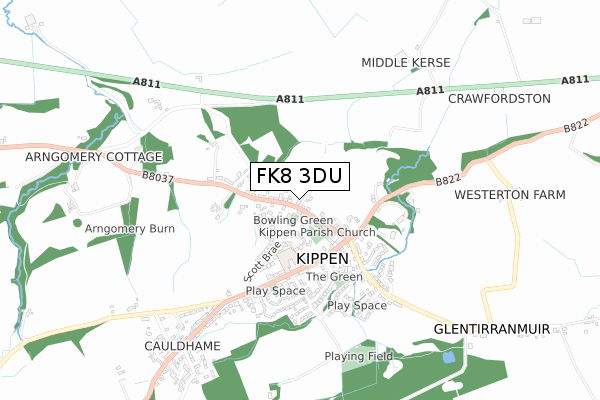 FK8 3DU map - small scale - OS Open Zoomstack (Ordnance Survey)