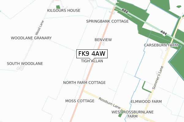 FK9 4AW map - small scale - OS Open Zoomstack (Ordnance Survey)