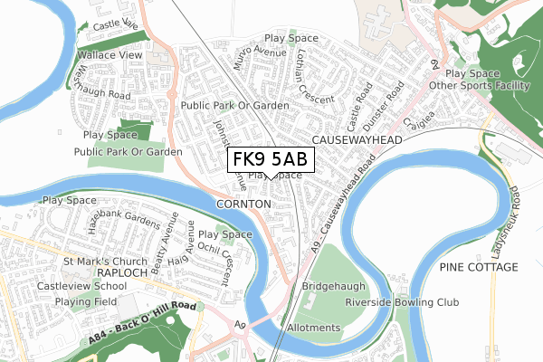 FK9 5AB map - small scale - OS Open Zoomstack (Ordnance Survey) FK9 5AB map - small scale - OS Open Zoomstack (Ordnance Survey)