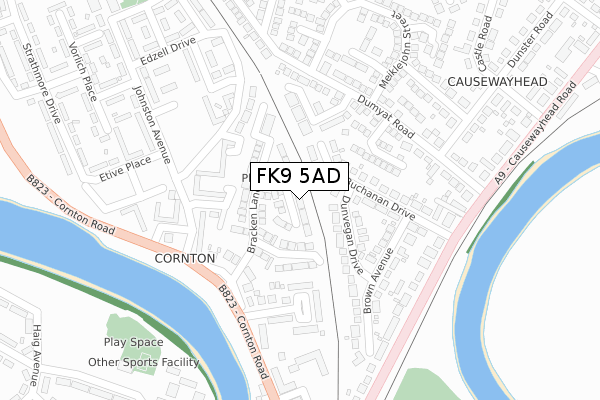 FK9 5AD map - large scale - OS Open Zoomstack (Ordnance Survey)