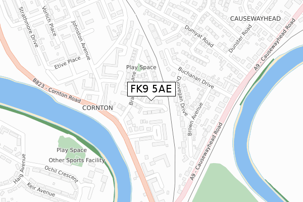 FK9 5AE map - large scale - OS Open Zoomstack (Ordnance Survey)