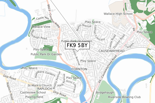 FK9 5BY map - small scale - OS Open Zoomstack (Ordnance Survey)
