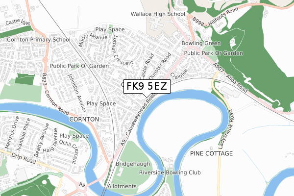 FK9 5EZ map - small scale - OS Open Zoomstack (Ordnance Survey)