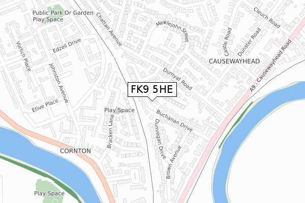 FK9 5HE map - large scale - OS Open Zoomstack (Ordnance Survey)