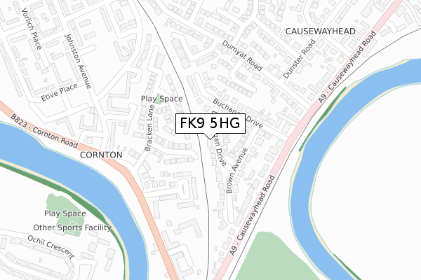 FK9 5HG map - large scale - OS Open Zoomstack (Ordnance Survey)