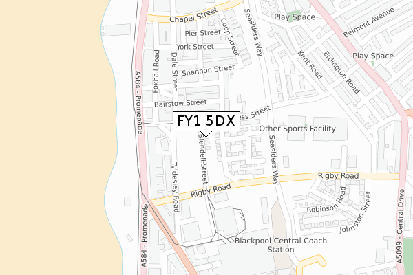 FY1 5DX map - large scale - OS Open Zoomstack (Ordnance Survey)