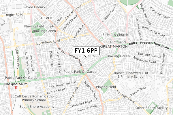 FY1 6PP map - small scale - OS Open Zoomstack (Ordnance Survey) FY1 6PP map - small scale - OS Open Zoomstack (Ordnance Survey)
