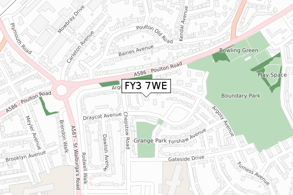 FY3 7WE map - large scale - OS Open Zoomstack (Ordnance Survey)