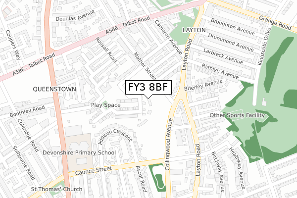 FY3 8BF map - large scale - OS Open Zoomstack (Ordnance Survey)