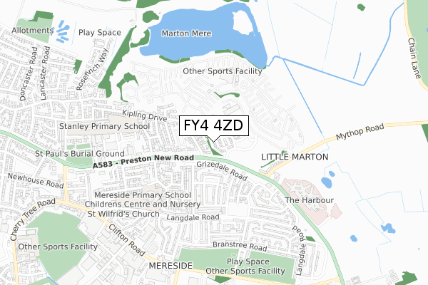 FY4 4ZD map - small scale - OS Open Zoomstack (Ordnance Survey) FY4 4ZD map - small scale - OS Open Zoomstack (Ordnance Survey)