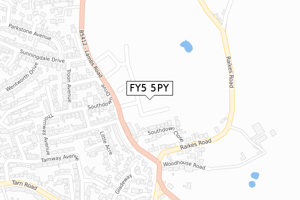 FY5 5PY map - large scale - OS Open Zoomstack (Ordnance Survey)