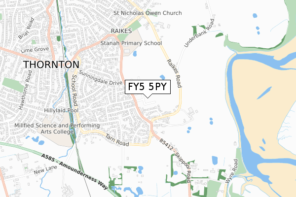 FY5 5PY map - small scale - OS Open Zoomstack (Ordnance Survey)