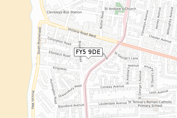 FY5 9DE map - large scale - OS Open Zoomstack (Ordnance Survey)