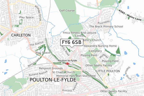 FY6 6SB map - small scale - OS Open Zoomstack (Ordnance Survey)