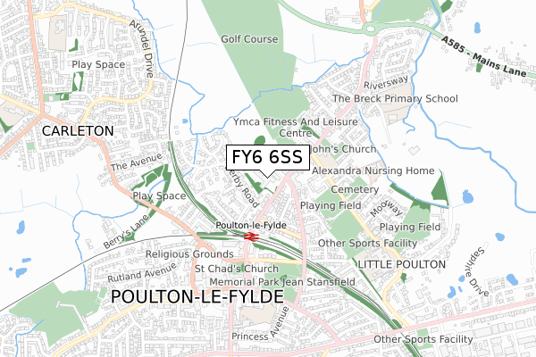 FY6 6SS map - small scale - OS Open Zoomstack (Ordnance Survey)
