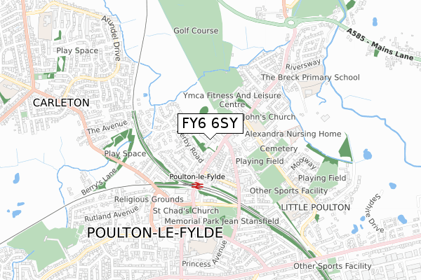 FY6 6SY map - small scale - OS Open Zoomstack (Ordnance Survey)