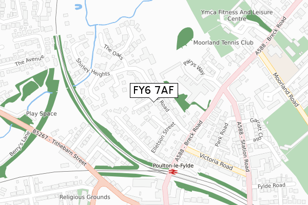 FY6 7AF map - large scale - OS Open Zoomstack (Ordnance Survey)