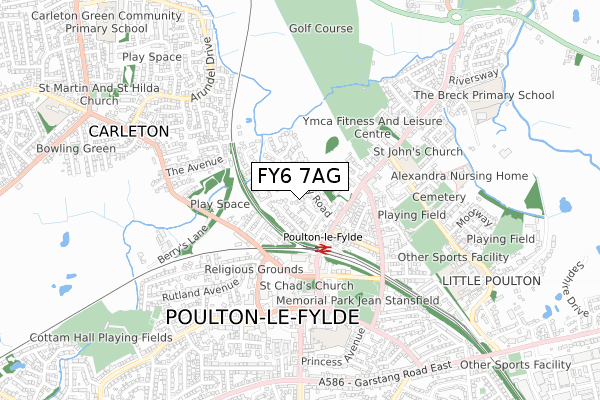 FY6 7AG map - small scale - OS Open Zoomstack (Ordnance Survey) FY6 7AG map - small scale - OS Open Zoomstack (Ordnance Survey)